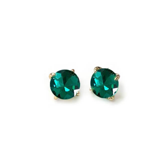Sterling Silver S925 Post 12mm Round Glass Stud Earrings