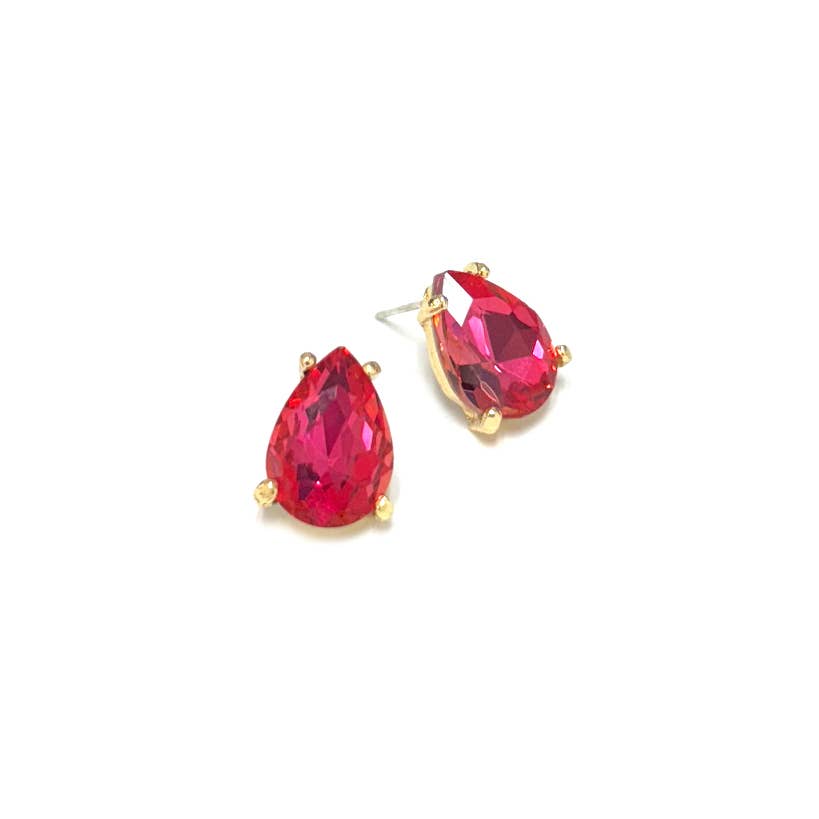 Sterling Silver S925 Post Teardrop Glass Stud Earrings