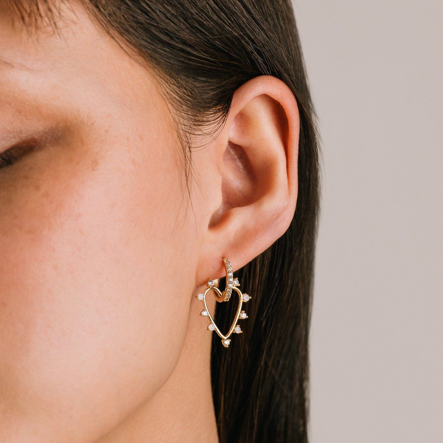 Chapel Heart Hoop Earrings | Gold-Plated Earrings | CZ Hoops