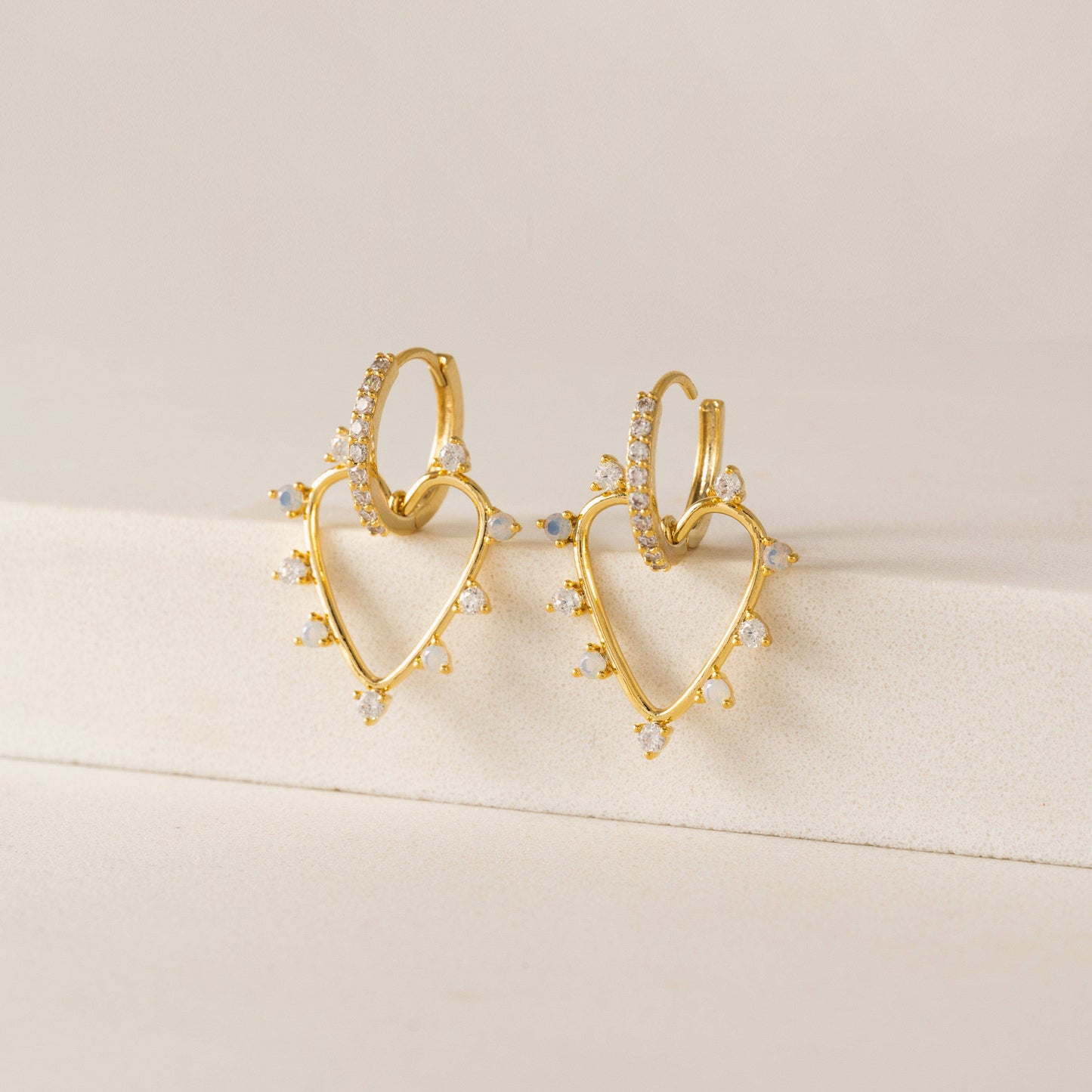 Chapel Heart Hoop Earrings | Gold-Plated Earrings | CZ Hoops