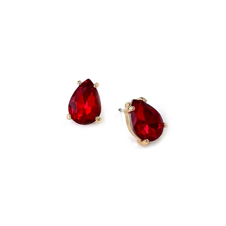 Sterling Silver S925 Post Teardrop Glass Stud Earrings