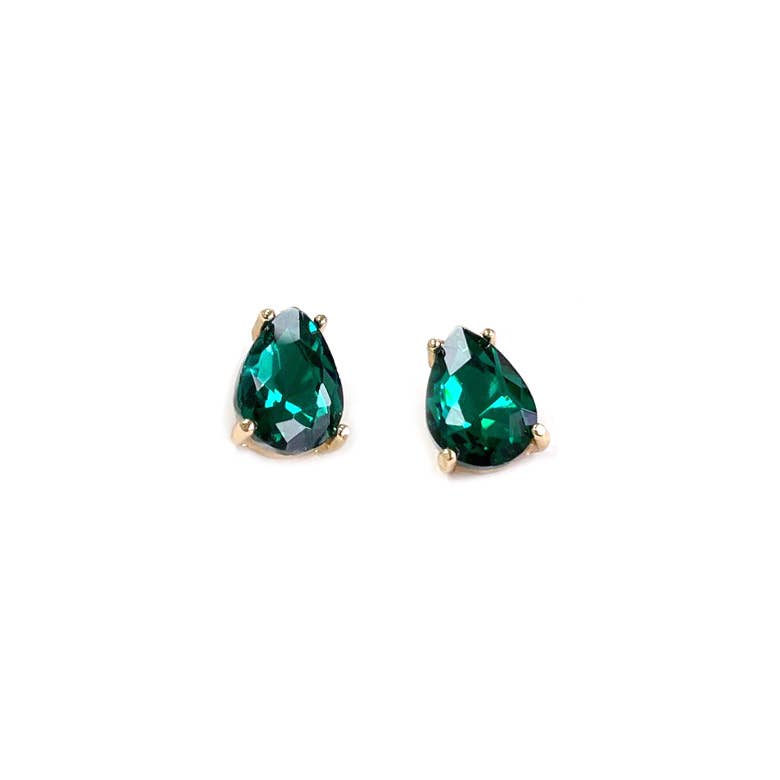 Sterling Silver S925 Post Teardrop Glass Stud Earrings