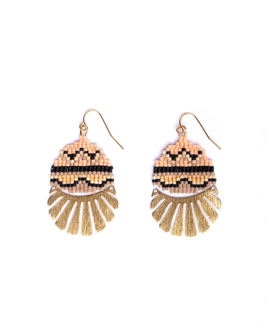 Beaded Handwoven Santa Fe Drops (Peach/Beige)