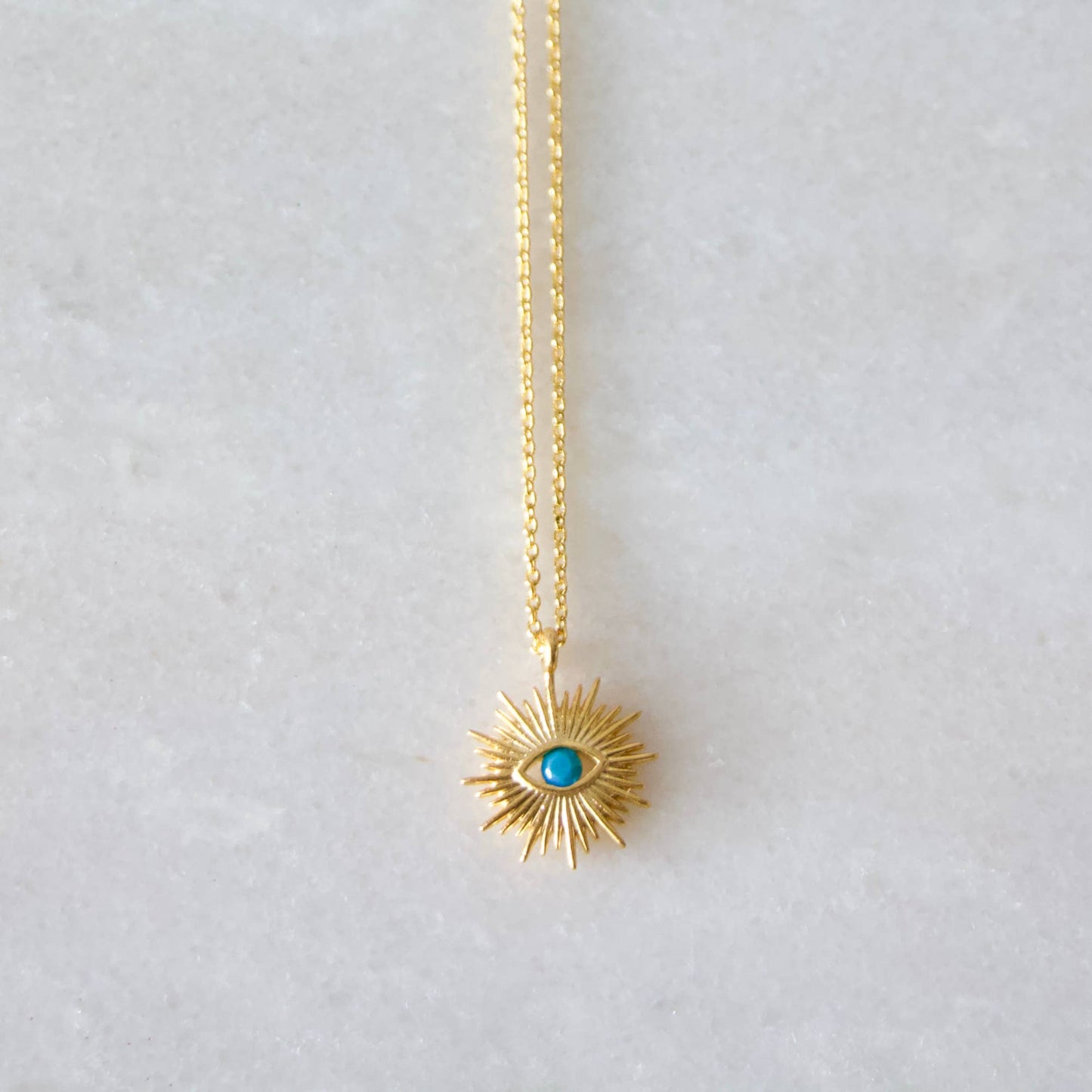 Sun Evil Eye Necklace - Opalite, Turquoise, Zircon