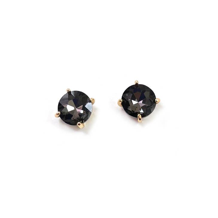 Sterling Silver S925 Post 12mm Round Glass Stud Earrings