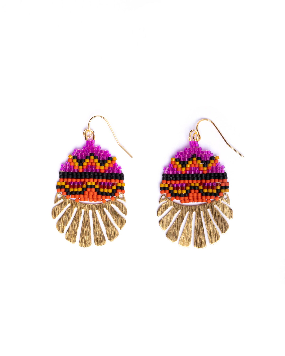 Beaded Handwoven Santa Fe Drops (Peach/Beige)