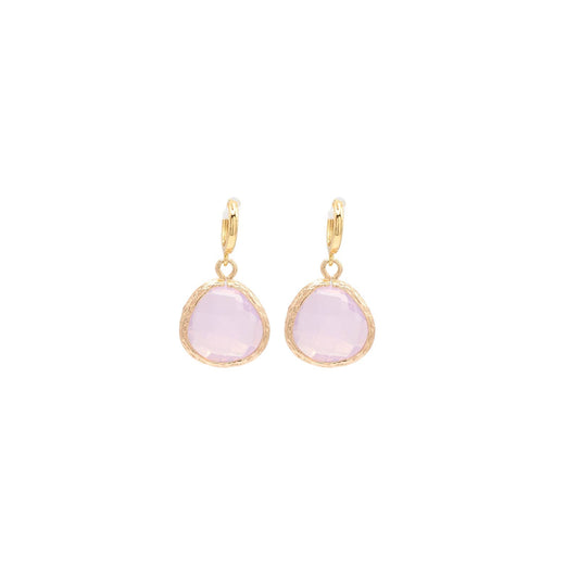 Huggie Hoop Gemstone Dangle 3 Color Choices Gold