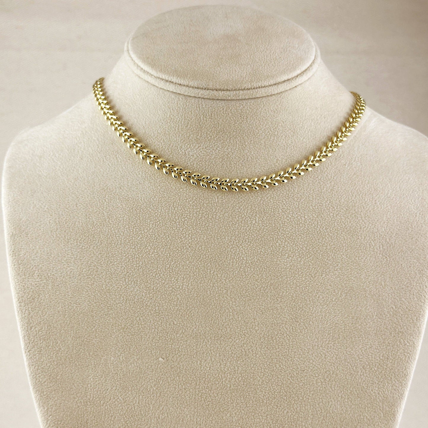 18k Gold Filled Leaf Choker Necklace