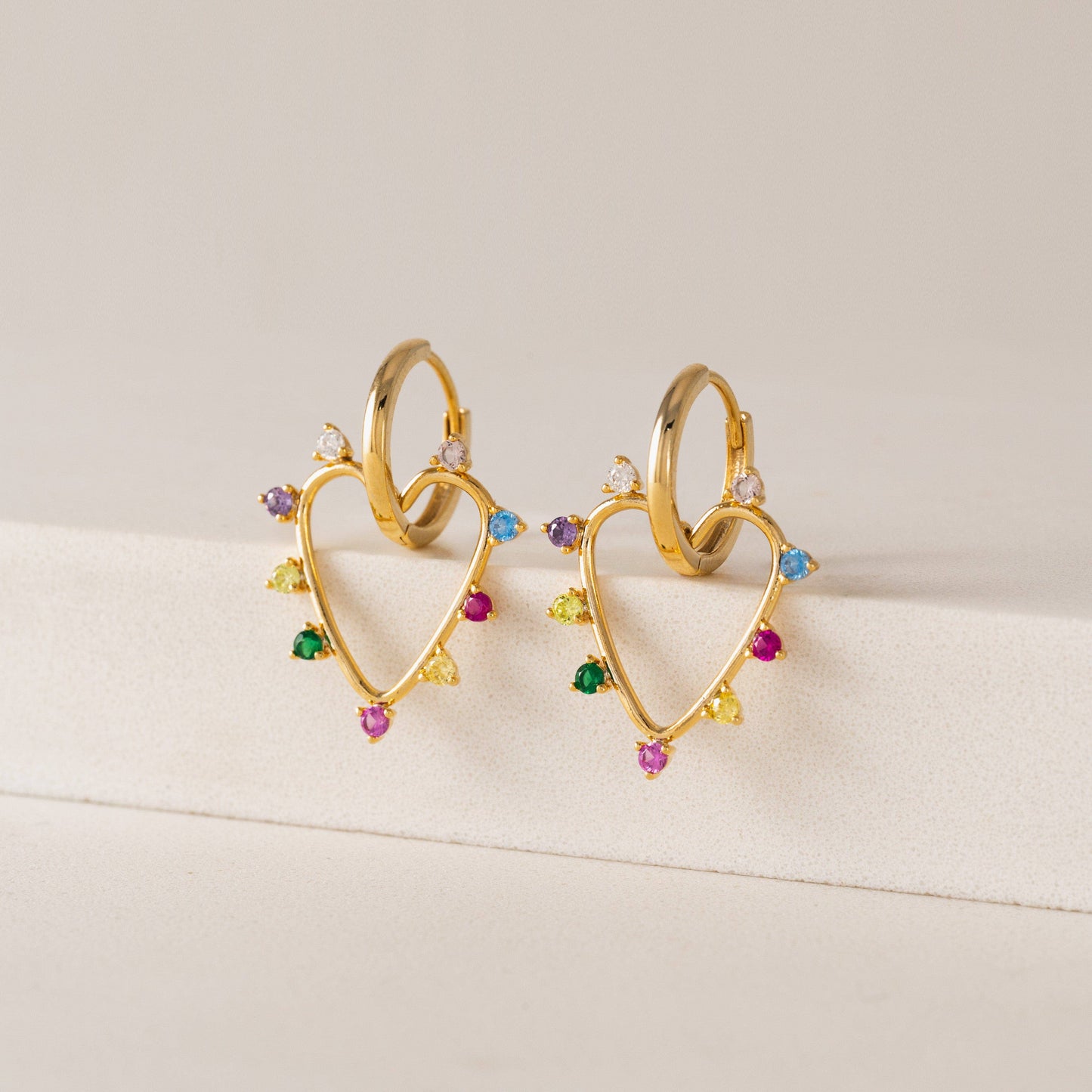Chapel Heart Hoop Earrings | Gold-Plated Earrings | CZ Hoops