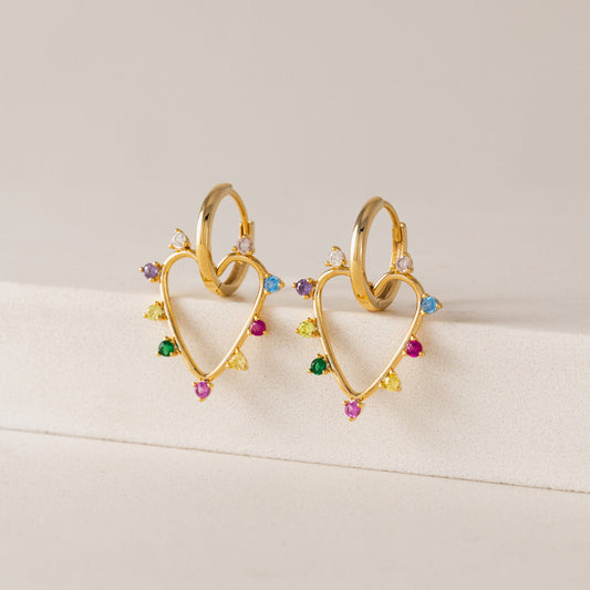 Chapel Heart Hoop Earrings | Gold-Plated Earrings | CZ Hoops