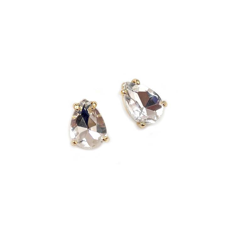 Sterling Silver S925 Post Teardrop Glass Stud Earrings