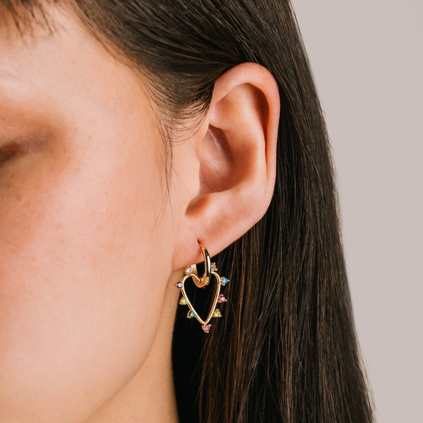 Chapel Heart Hoop Earrings | Gold-Plated Earrings | CZ Hoops