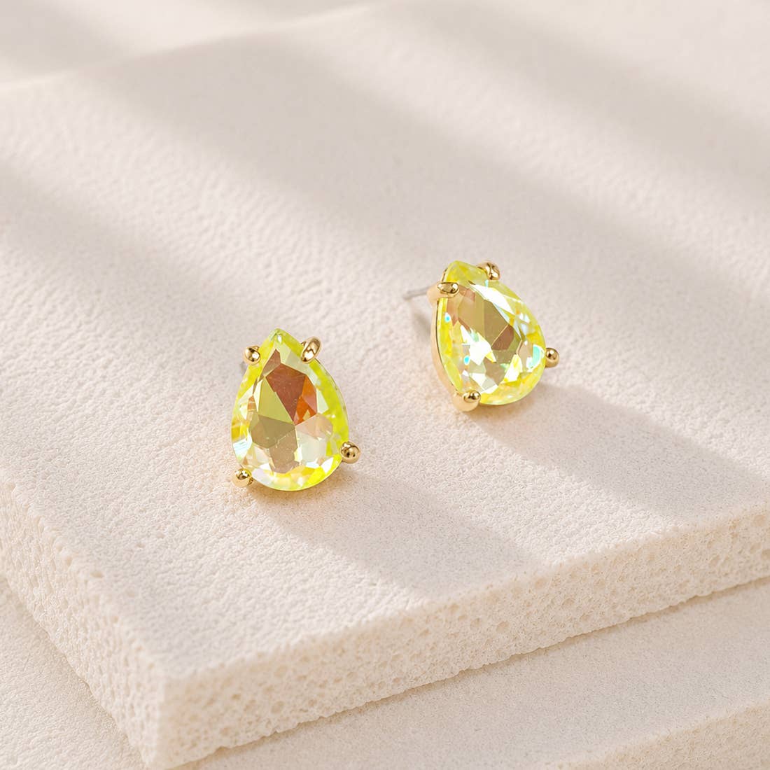 Sterling Silver S925 Post Teardrop Glass Stud Earrings