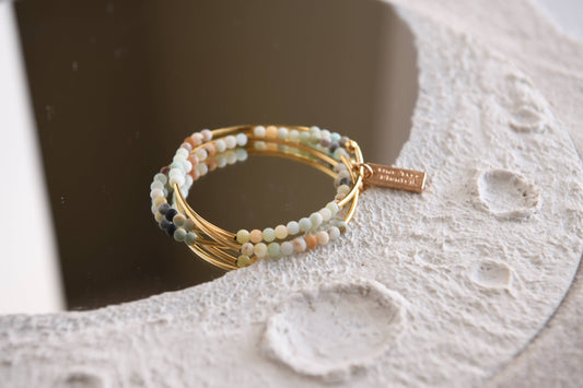 Gemstone and Gold Plated Triple Wrap Bracelets