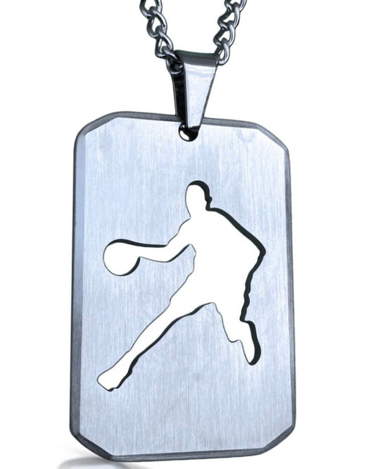 Basketball Cut Out Pendant - 14K Gold Plated Stainless Steel