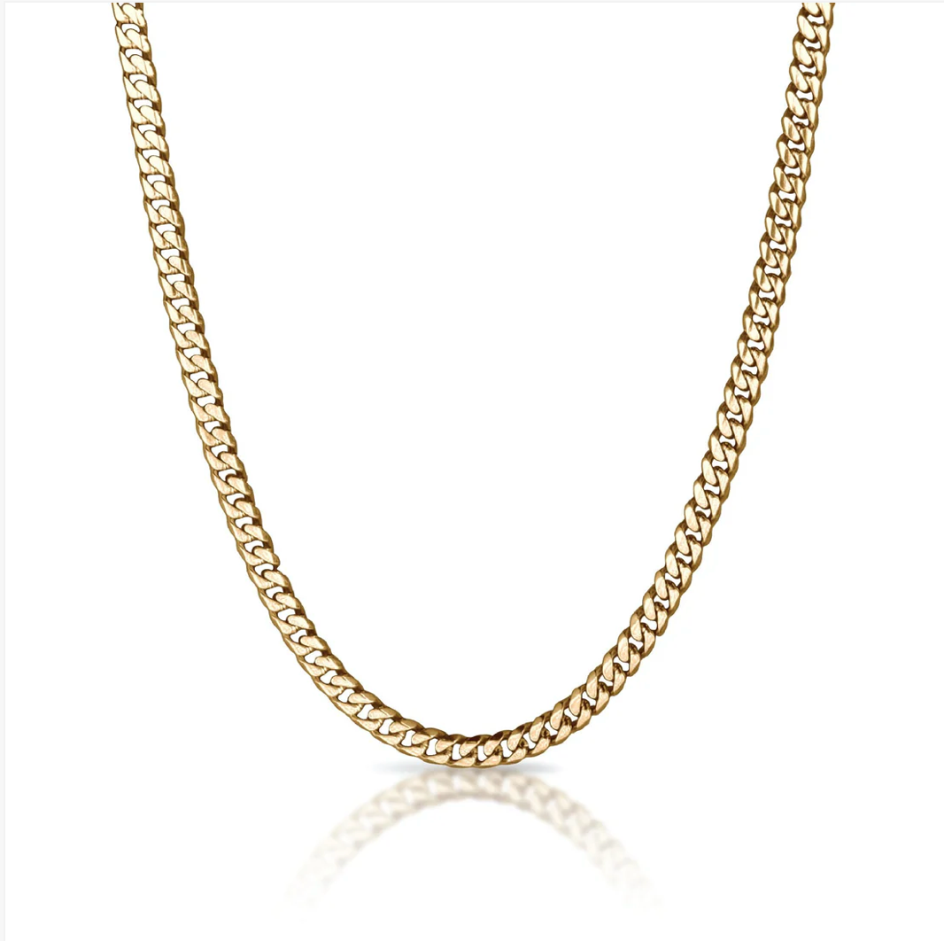 6mm Cuban Link Chain - 14k Gold over Stainless Steel