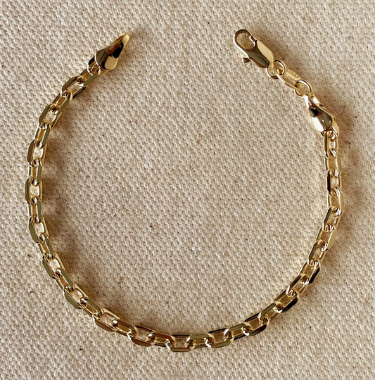 18k Gold Filled Diamond 4.5 mm Cut Anchor Link Bracelet