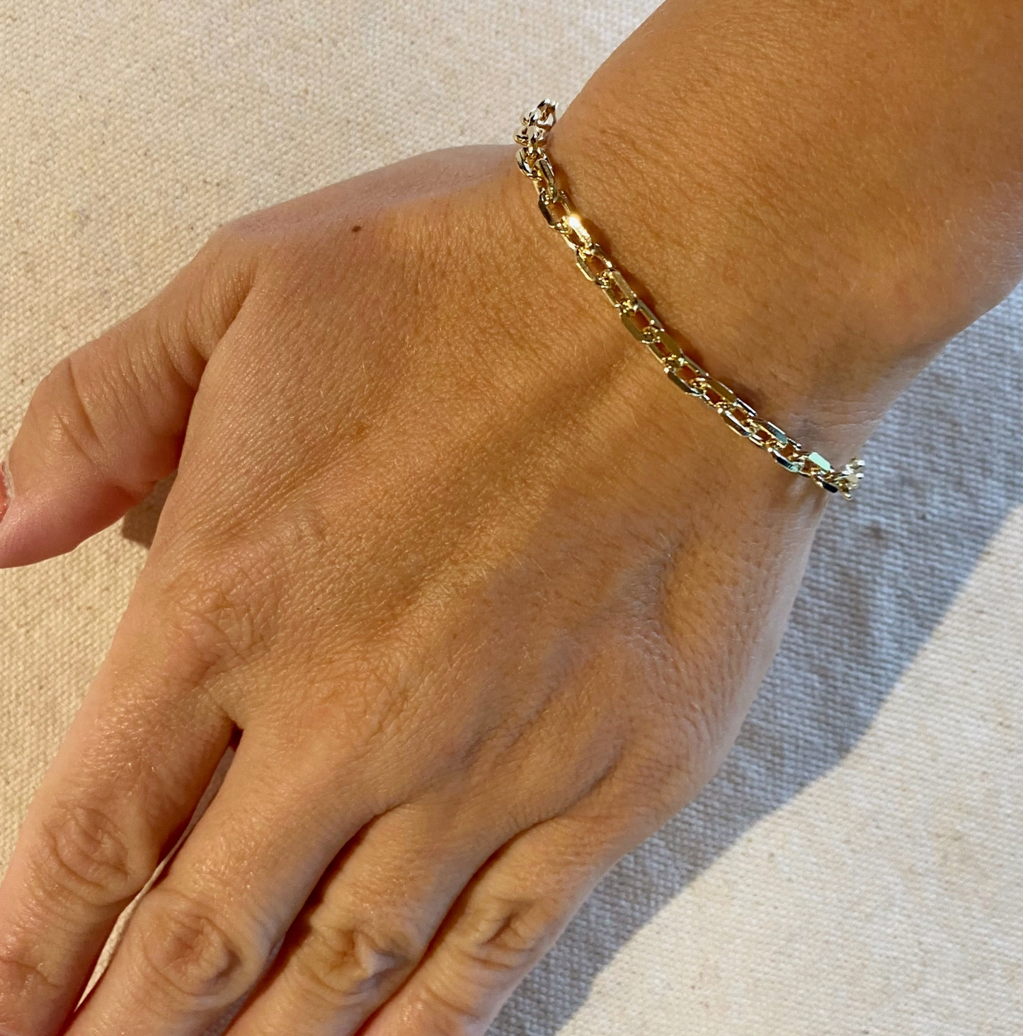 18k Gold Filled Diamond 4.5 mm Cut Anchor Link Bracelet