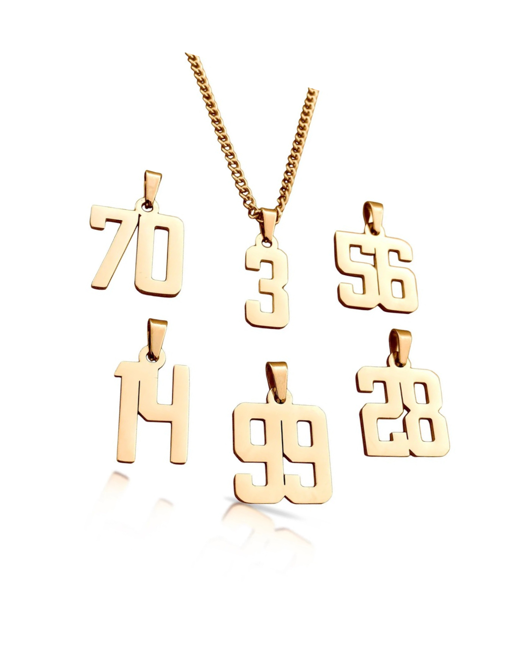 Customer Number Pendant Necklace - 14k Gold Plated Stainless Steel