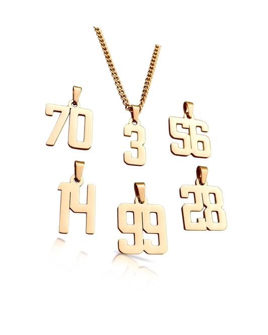Customer Number Pendant Necklace - 14k Gold Plated Stainless Steel