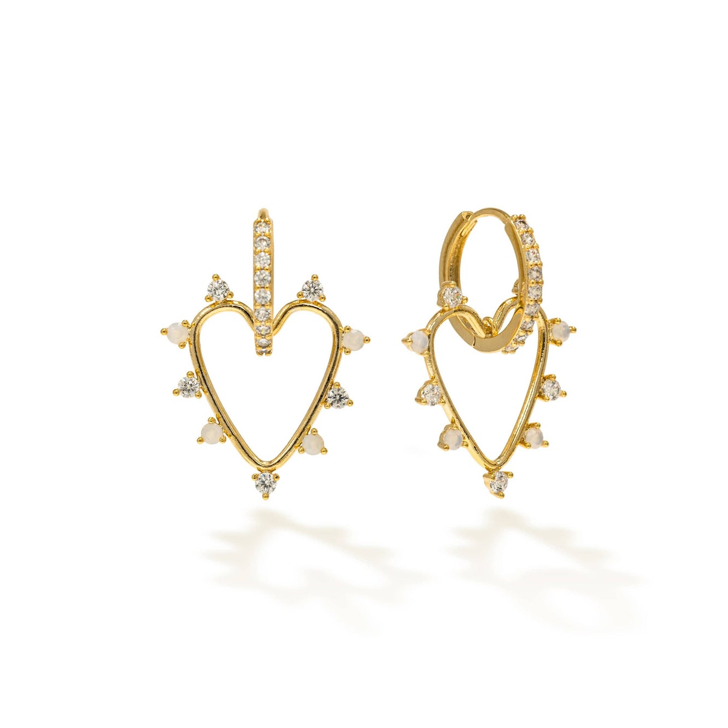 Chapel Heart Hoop Earrings | Gold-Plated Earrings | CZ Hoops