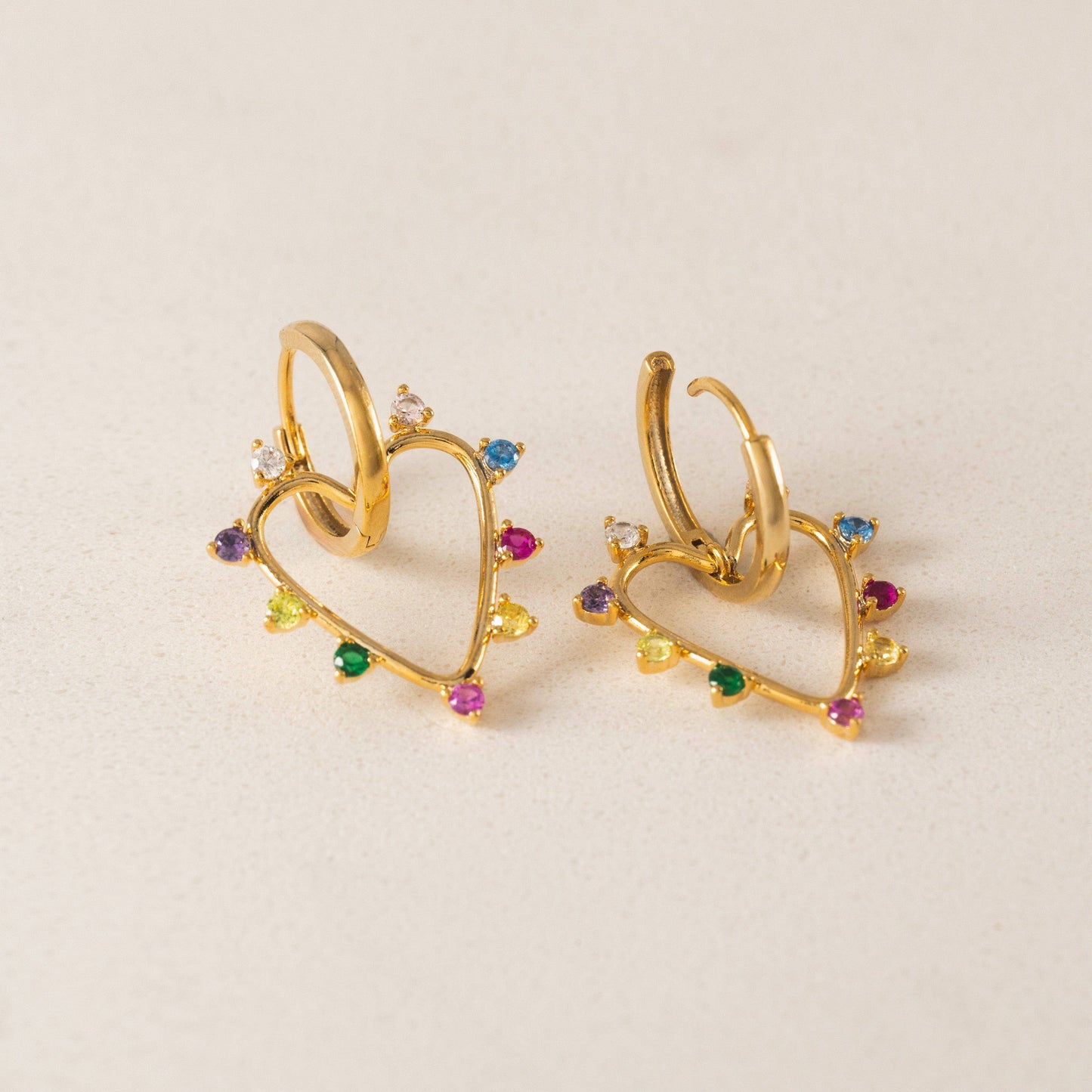 Chapel Heart Hoop Earrings | Gold-Plated Earrings | CZ Hoops