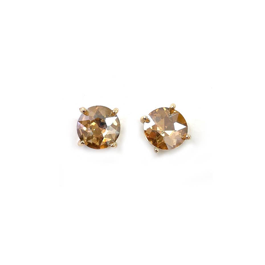 Sterling Silver S925 Post 12mm Round Glass Stud Earrings
