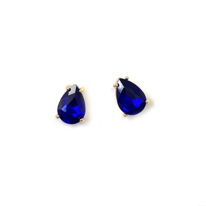 Sterling Silver S925 Post Teardrop Glass Stud Earrings
