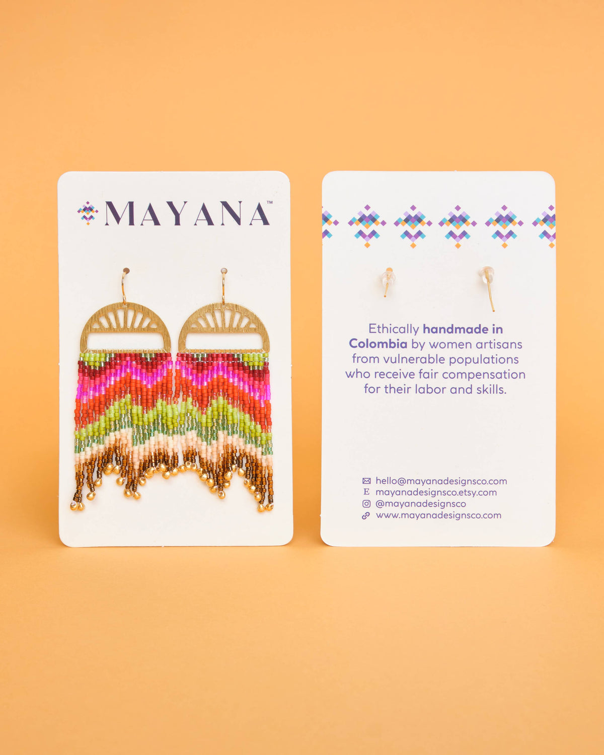 Beaded Handwoven Cotton Candy Dangle Earrings (Peach)