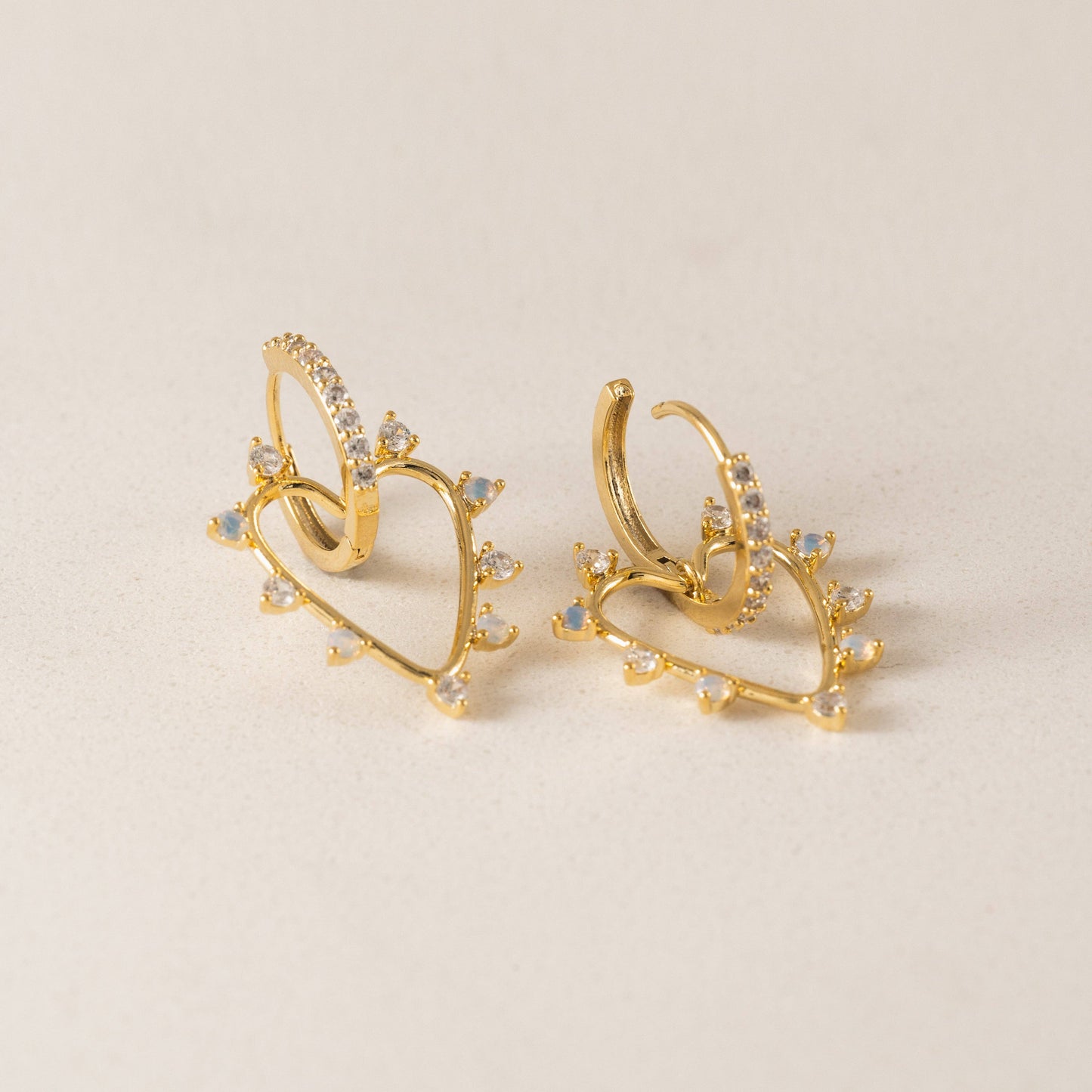 Chapel Heart Hoop Earrings | Gold-Plated Earrings | CZ Hoops