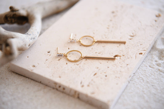 Gatsby Bar Drop Gold Plated Earrings